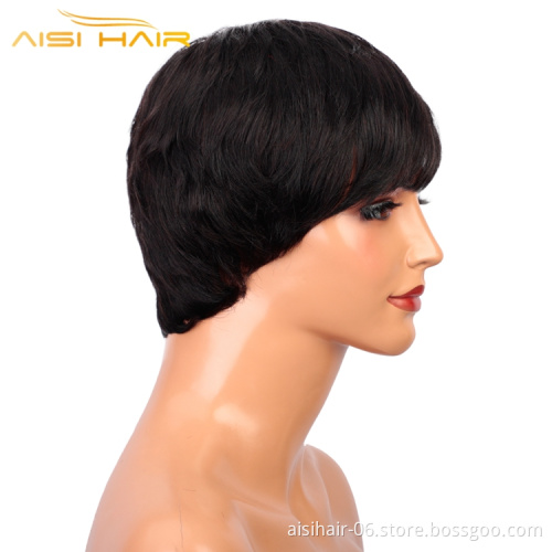 Aisi Hair Hot Selling Wholesale Color Black Short Pixie Cut 100% Brazilian For Black Women Extensions Human Hair